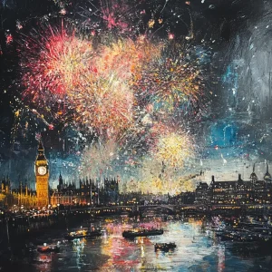 Fireworks over London celebrating Guy Fawkes night