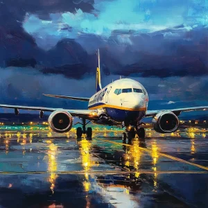 Watercolour Painting of a Ryanair Boeing 737