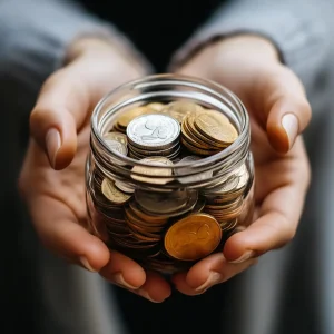 Glass jar of money